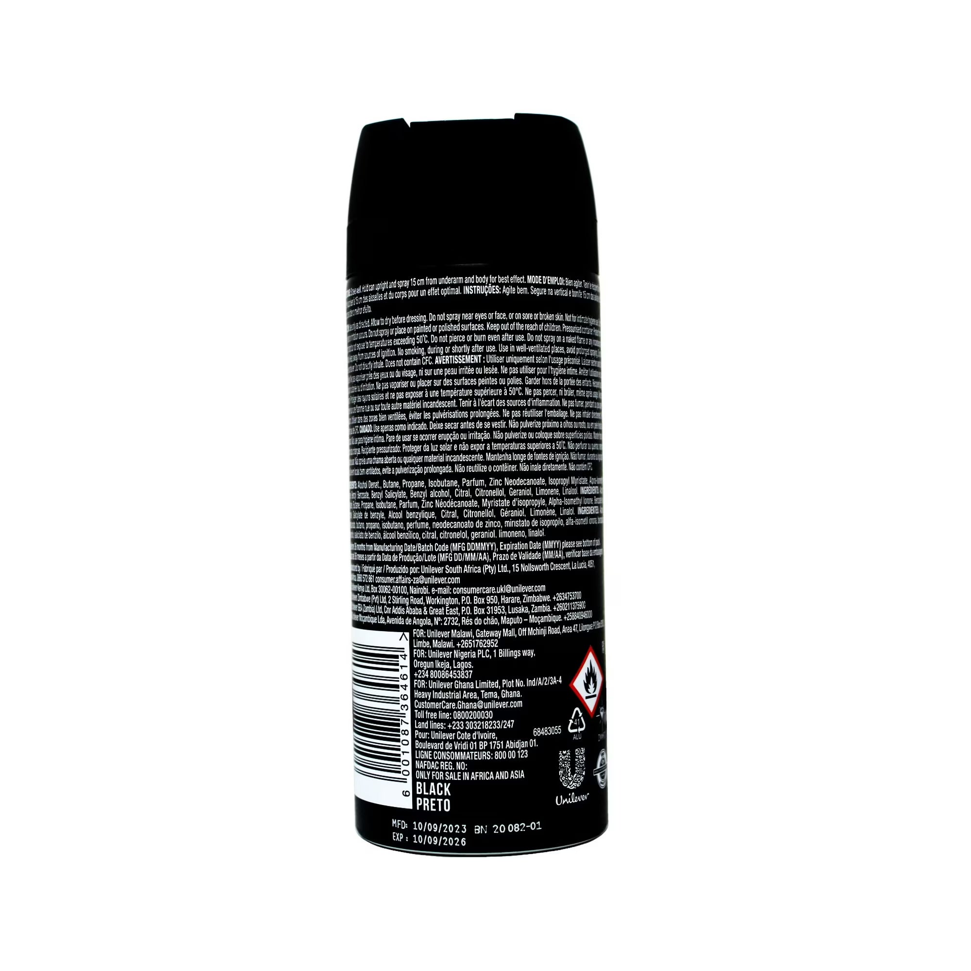 Axe Black Scent Body Spray 150 ML x (6) Pack